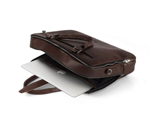 Skórzana męska torba na laptopa Solier SL24 Shannon ciemny brąz