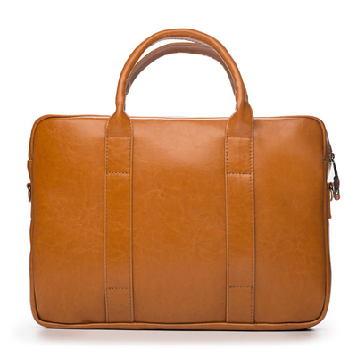 Cognac leather shoulder laptop bag SL20 EDYNBURG