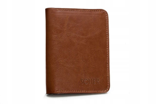 Slim leather men's wallet SOLIER SW10 SLIM BROWN