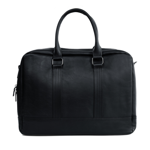 Black leather shoulder laptop bag SL02 ABERDEEN