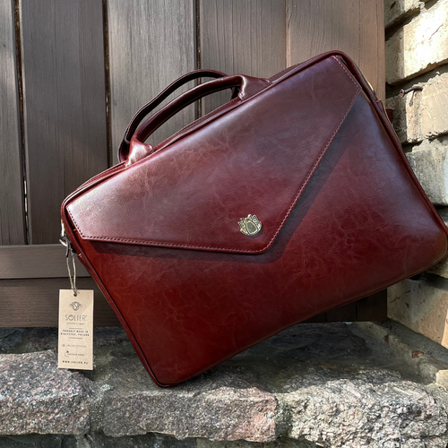 Leather woman's laptop bag FL15 Positano deep red