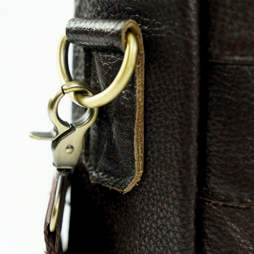 Męska torba na ramię skórzana na laptopa Solier SL46 Dune ciemny brąz