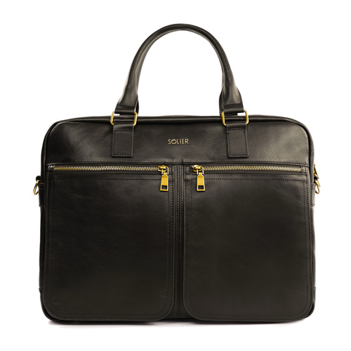 Brown leather shoulder laptop bag SL01 DUNDEE