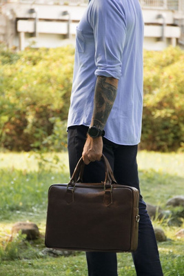 Genuine leather laptop bag Solier SL22 vintage brown