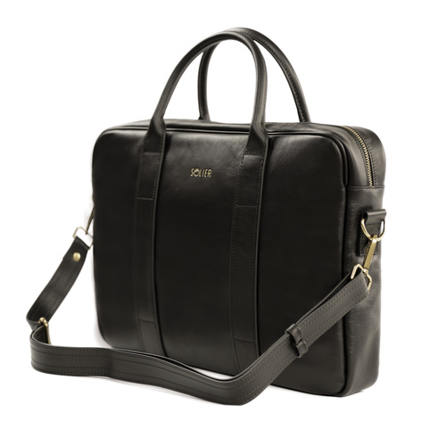 Brown leather shoulder laptop bag SL20 EDYNBURG