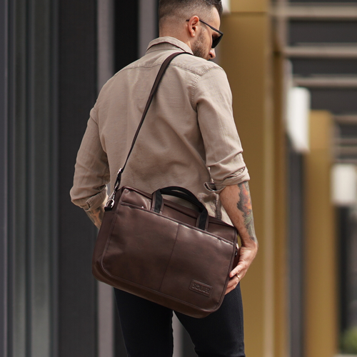 Brown shoulder laptop bag S13