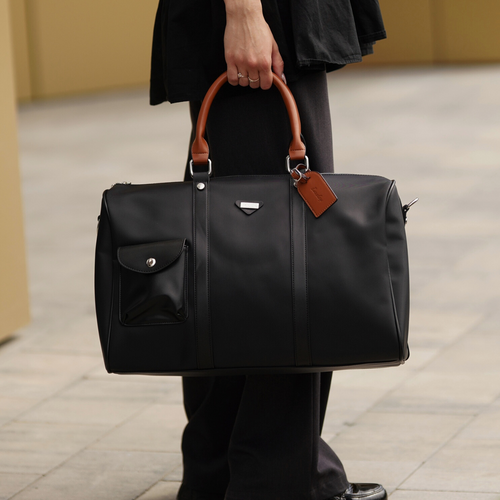 Duża torba podróżna weekendowa z nylonu Solier FB49 Barrley czarna