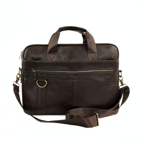 Skórzana duża torba męska na laptopa Solier SL44 Remy ciemny brąz