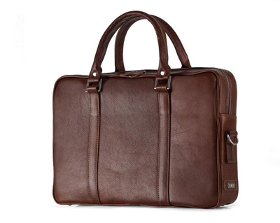 Vegetable tanned laptop bag Solier SL25 dark brown