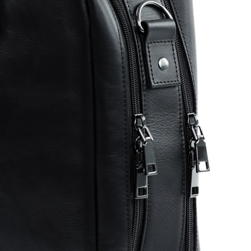 Black leather shoulder laptop bag SL02 ABERDEEN