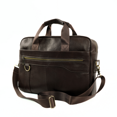 Skórzana duża torba męska na laptopa Solier SL44 Remy ciemny brąz