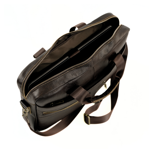 Duża skórzana męska torba na laptopa i dokumenty Solier SL45 Milo ciemny brąz