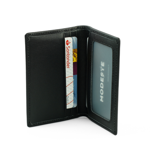 Portfel na karty elegancki skórzany cardholder czarny Solier SW45 BLACK