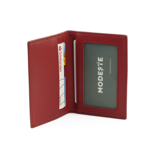 Portfel na karty elegancki skórzany cardholder czerwony Solier SW45 RED