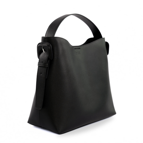 Skórzana torebka damska z klamrą Solier FL44 Elara czarna