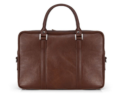 Vegetable tanned laptop bag Solier SL25 dark brown