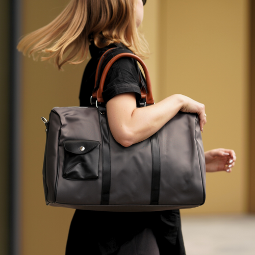 Duża torba podróżna weekendowa z nylonu Solier FB49 Barrley szara