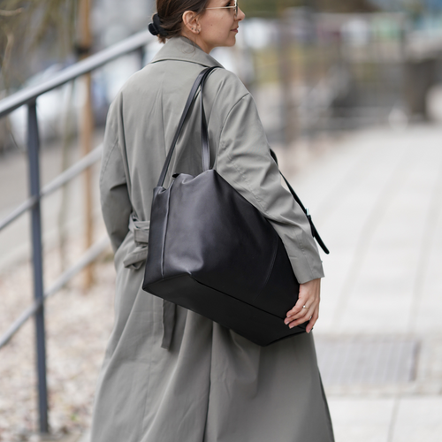 Skórzana damska torba worek na ramię Solier FL36 Oriana czarna