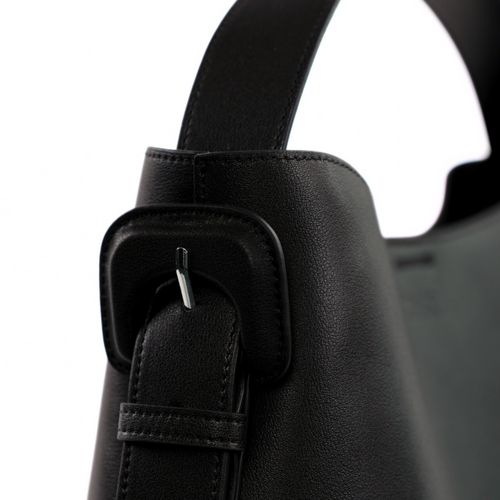 Skórzana torebka damska z klamrą Solier FL44 Elara czarna