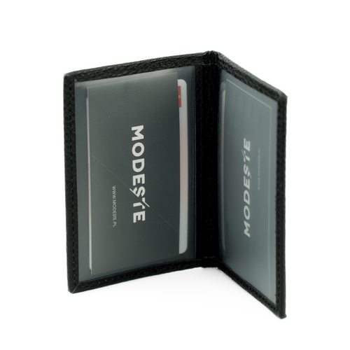 Portfel na karty składany wizytownik skórzany slim Solier SW44 BLACK