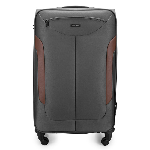 Large soft luggage L Solier STL1801 dark grey-brown