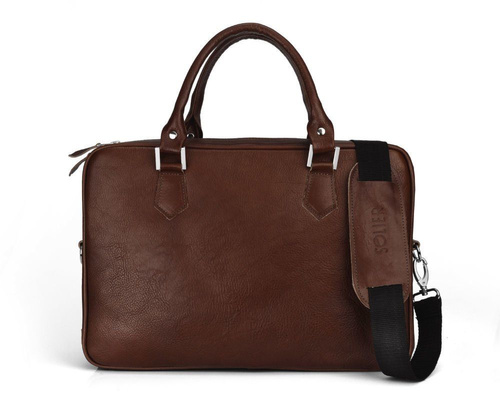 Genuine leather laptop bag Solier SL22 dark brown