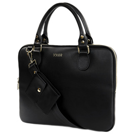 Genuine leather woman's laptop bag 13,3'' FL26 Alcamo black with snake pattern