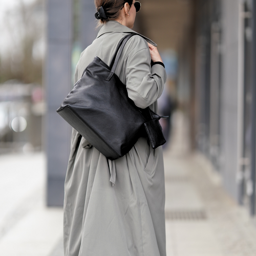 Torba damska skórzana shopper Solier FL34 Rillia czarna