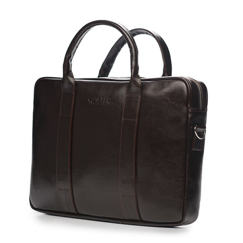Brown leather shoulder laptop bag SL20 EDYNBURG