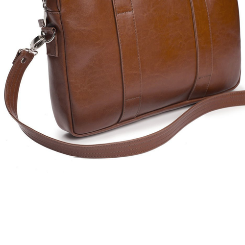 Vintage brown leather shoulder laptop bag EDYNBURG