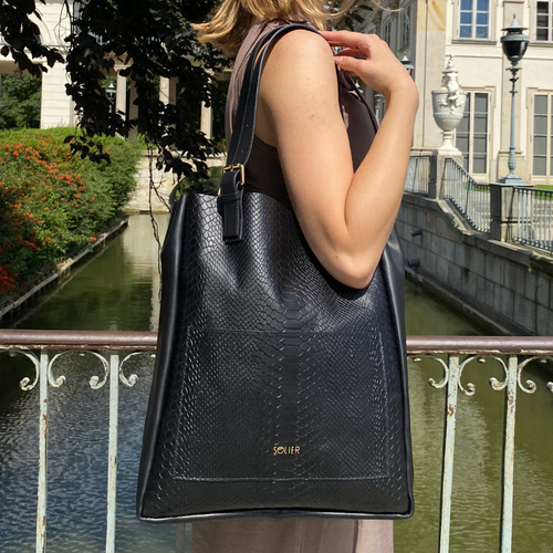 Genuine leather woman's laptop bag FL15 Positano dark grey