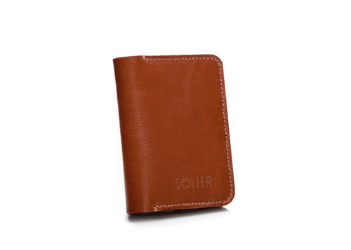 Slim leather men's wallet SOLIER SW11 SLIM BROWN