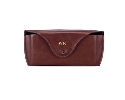 Personalized genuine leather spectacle case Solier SA37 maroon
