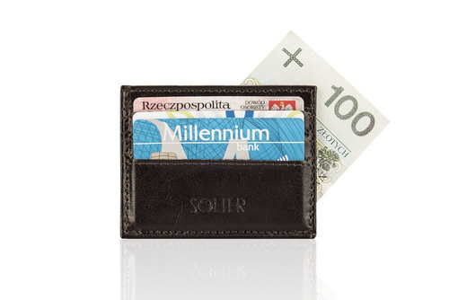 Slim leather men's wallet card holder SOLIER SA13 