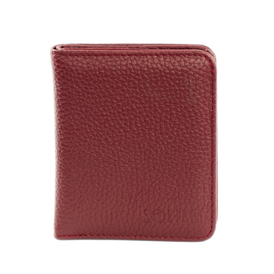 Burgundowy portfel z naturalnej skóry kompaktowy model Solier SW49 BURGUNDY