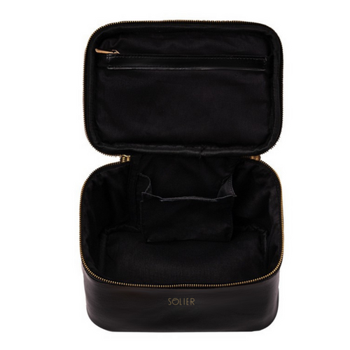 Elegant genuine leather women's beauty bag FK01 Solier black