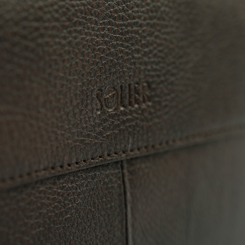 Męska torba na ramię skórzana na laptopa Solier SL46 Dune ciemny brąz