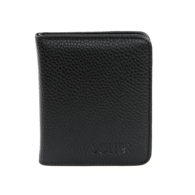 Czarny portfel z naturalnej skóry kompaktowy model Solier SW50 BLACK