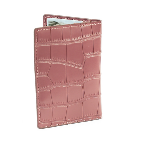 Skórzany elegancki wizytownik damski etui na dokumenty Solier SW46 Róż