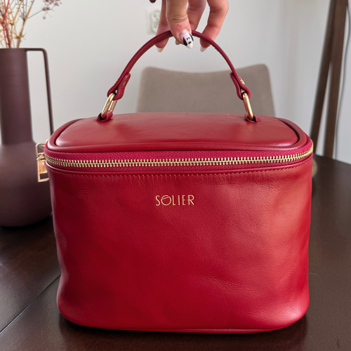 Elegant genuine leather women's beauty bag FK01 Solier red