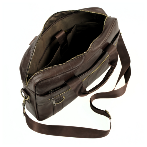 Skórzana duża torba męska na laptopa Solier SL44 Remy ciemny brąz