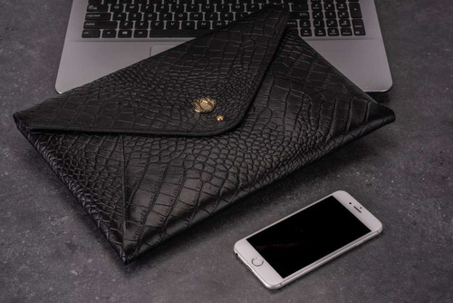 Genuine leather women's laptop case 13,3' SA25 Asti Black Snake