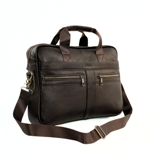 Duża skórzana męska torba na laptopa i dokumenty Solier SL45 Milo ciemny brąz