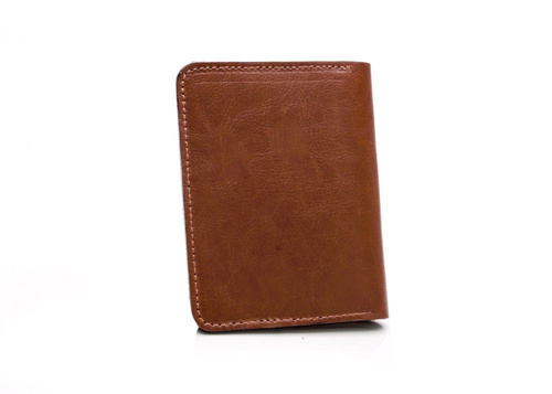 Slim leather men's wallet with coin holder SOLIER SW15 SLIM BROWN