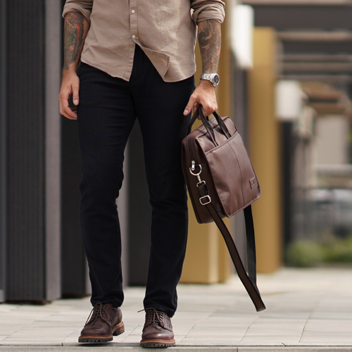 Męska torba na ramię laptopa SOLIER S13 brązowa