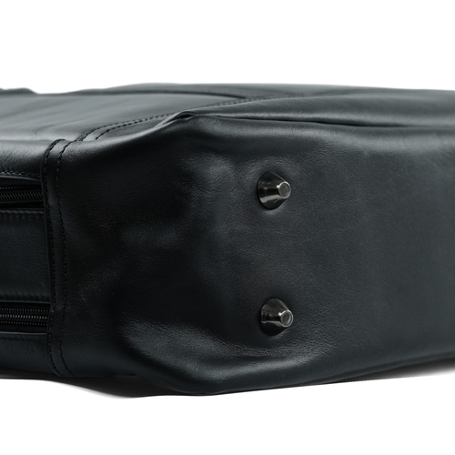 Black leather shoulder laptop bag SL02 ABERDEEN
