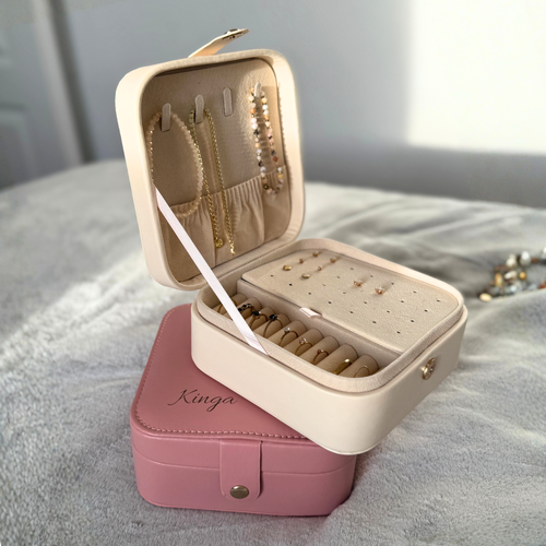 Personalizowana duża szkatułka na biżuterię - szary