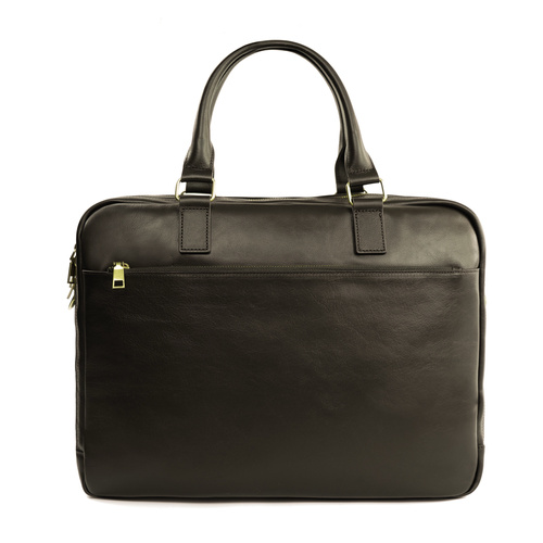 Brown leather shoulder laptop bag SL01 DUNDEE