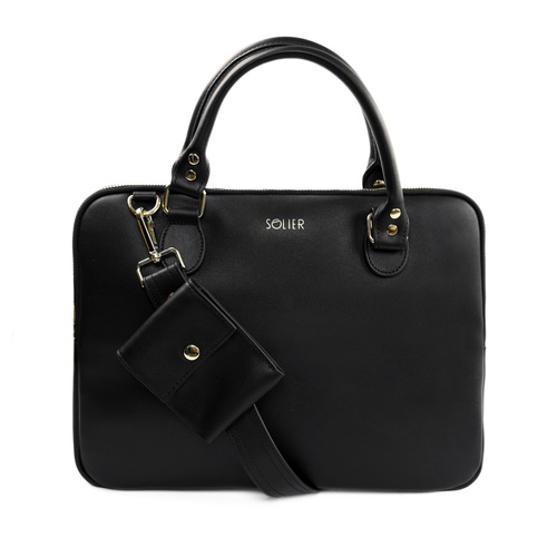 Genuine leather woman's laptop bag 13,3'' FL26 Alcamo black with snake pattern