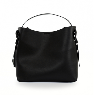 Skórzana torebka damska z klamrą Solier FL44 Elara czarna